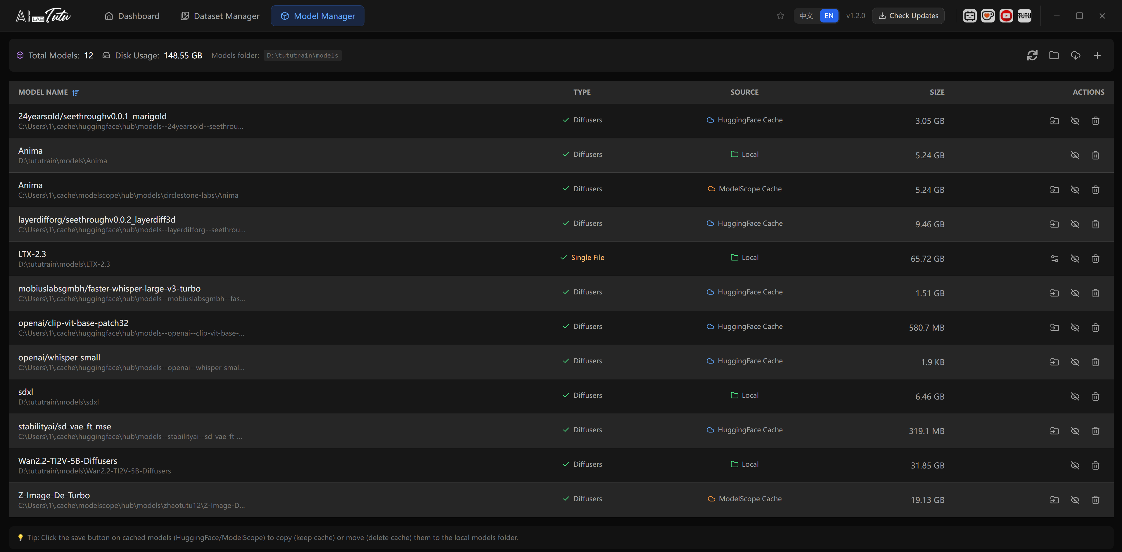 Trainer model resources interface