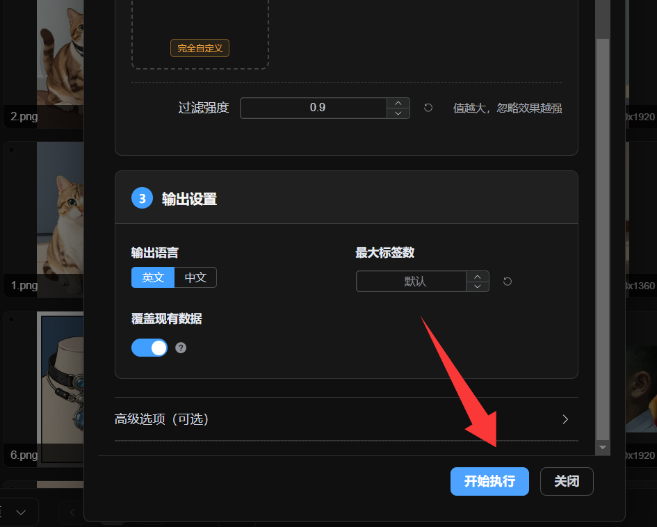 Start execution button